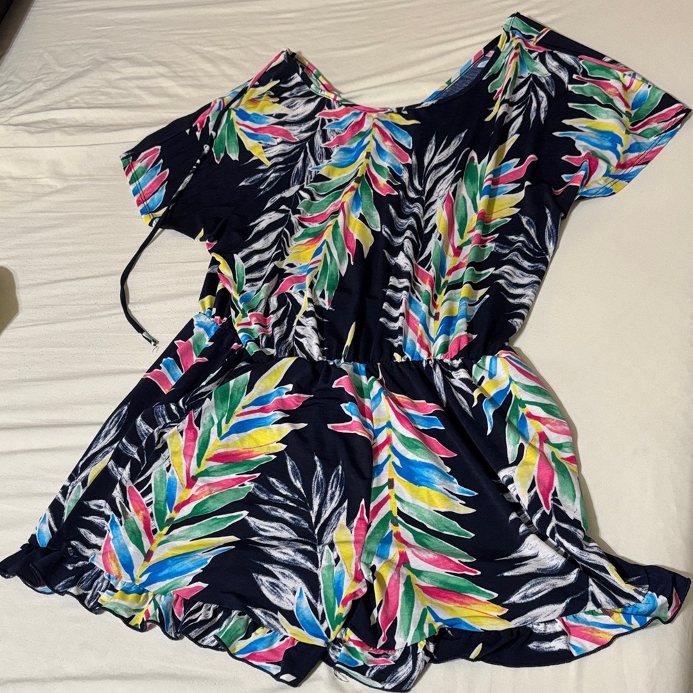 Celeste Multicolor Leaf Print Romper